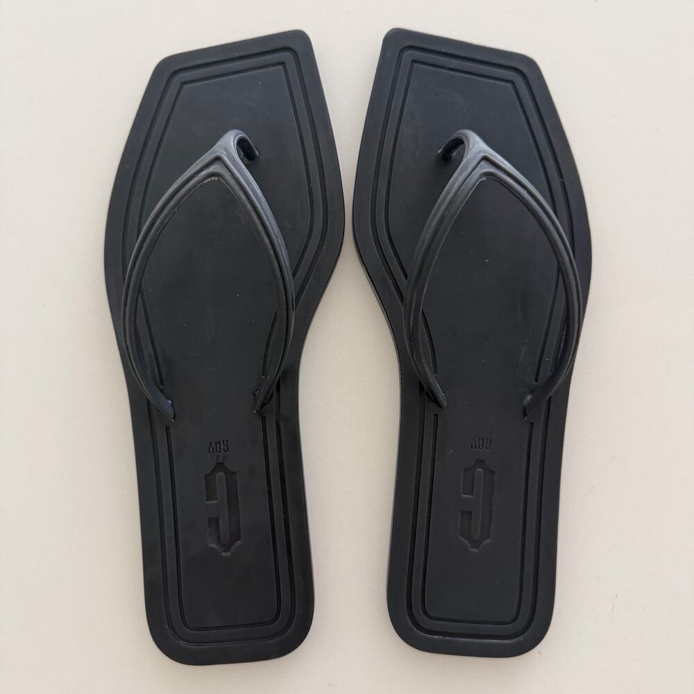 Carlotha Ray Square Toe Sandals Black Rubber IT 35/36 US 6-7